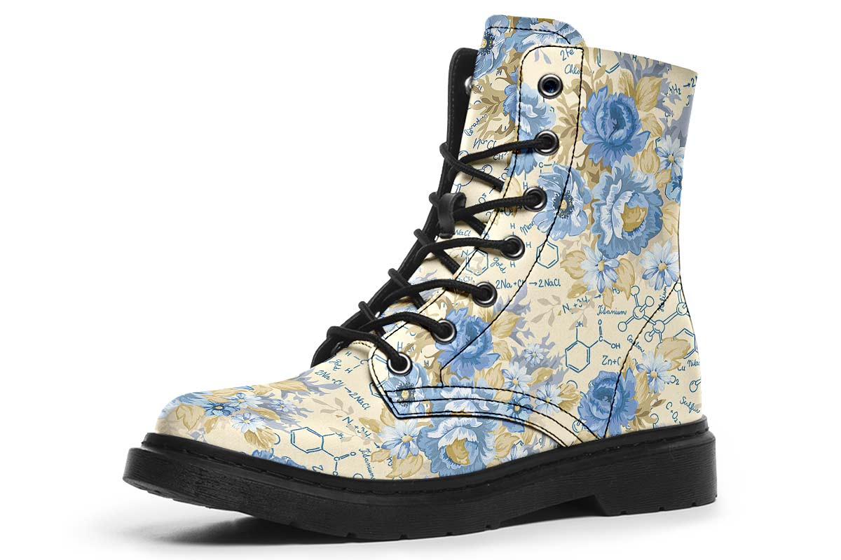 Floral Chemistry Vegan Boots - Custom Printed, Handcrafted