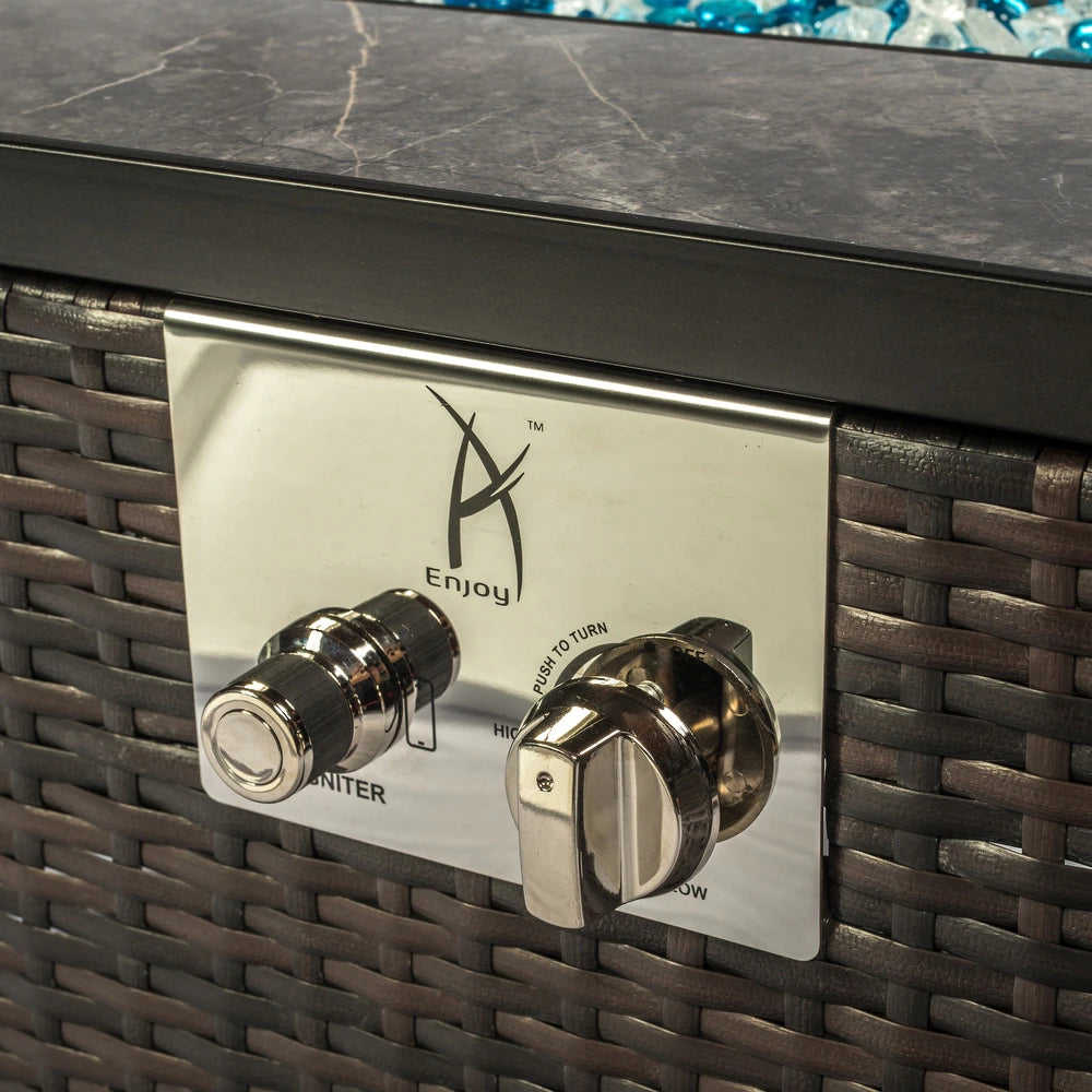 Outdoor Rattan Propane Gas Fire Pit Table