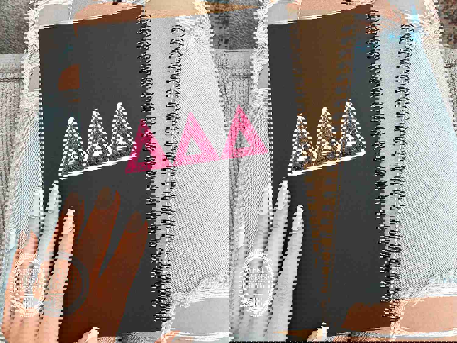 Delta Delta Delta Sticker - Pink Sequin Sorority Vinyl Decal