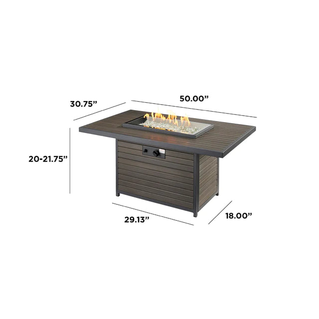 Outdoor Greatroom Company Brooks Rectangular Gas Fire Pit Table