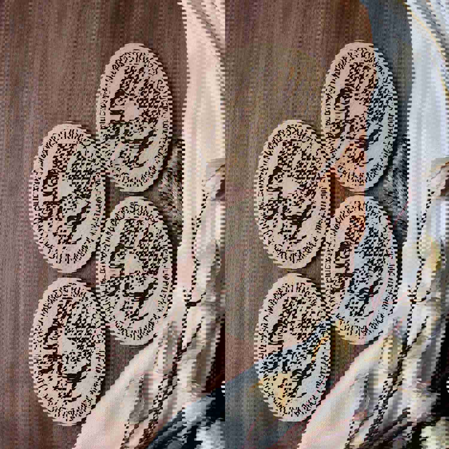 Inspirational Religious Coaster Set - Handcrafted Maple Wood Coasters for Home Decor