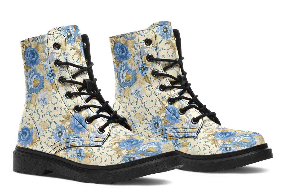 Floral Chemistry Vegan Boots - Custom Printed, Handcrafted