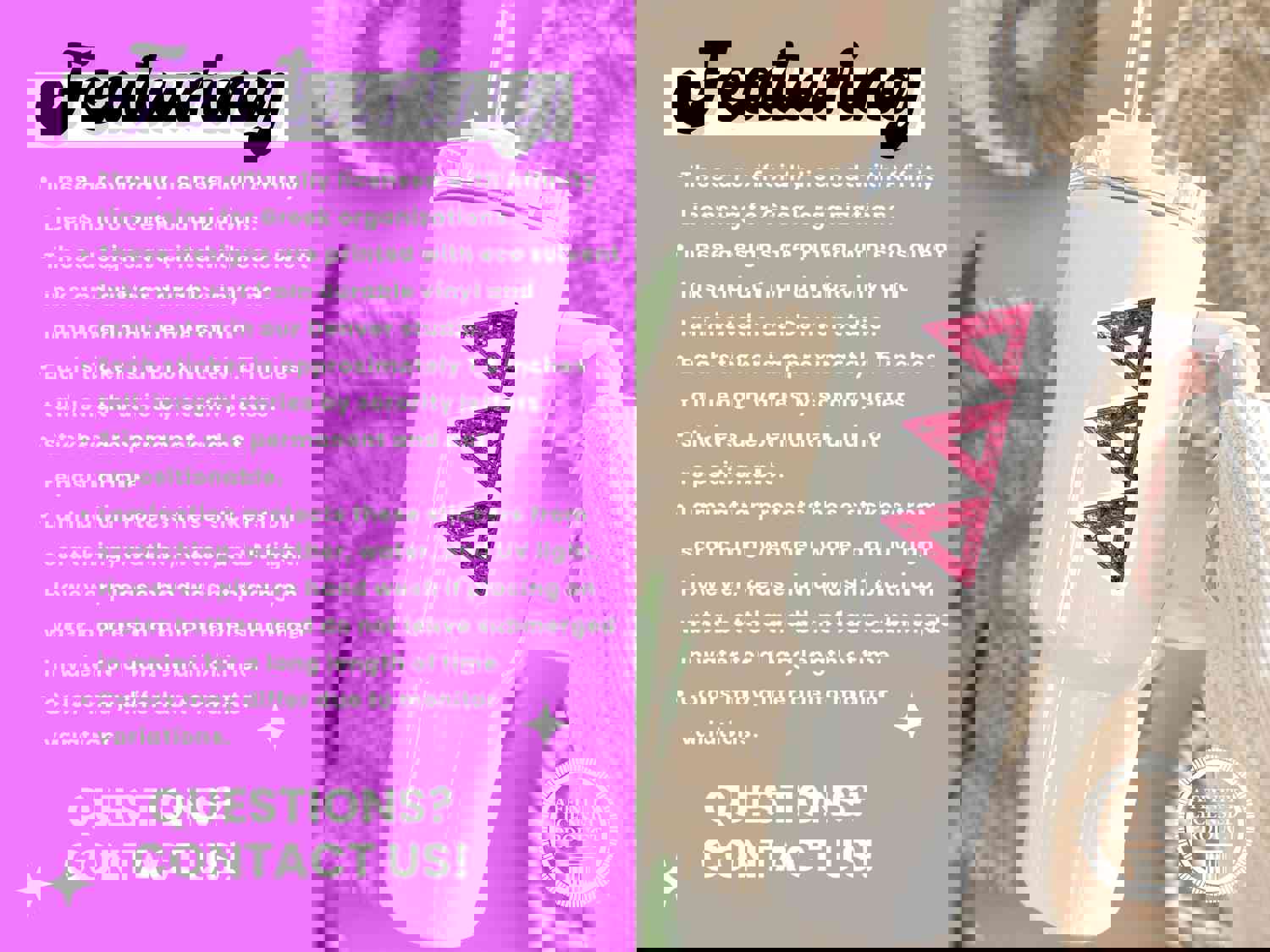 Delta Delta Delta Sticker - Pink Sequin Sorority Vinyl Decal