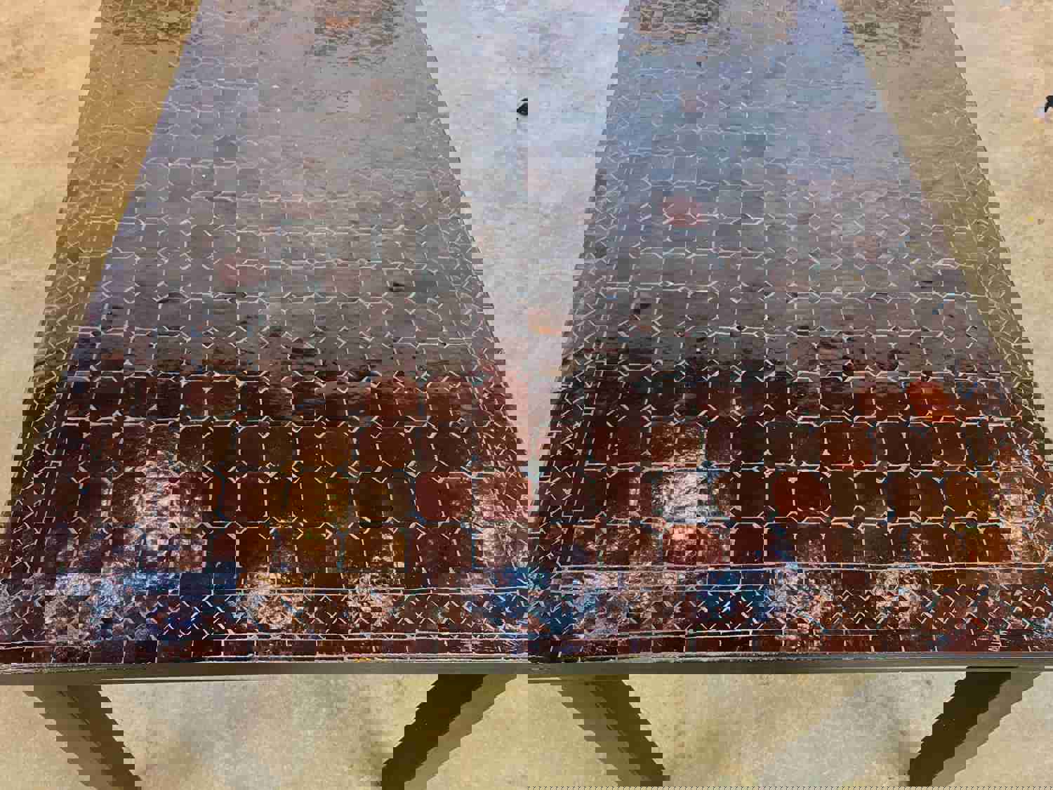 Extra Large Zellige Tile Mosaic Rectangular Dining Table - Modern Primitive Style