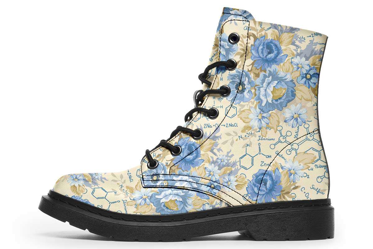 Floral Chemistry Vegan Boots - Custom Printed, Handcrafted
