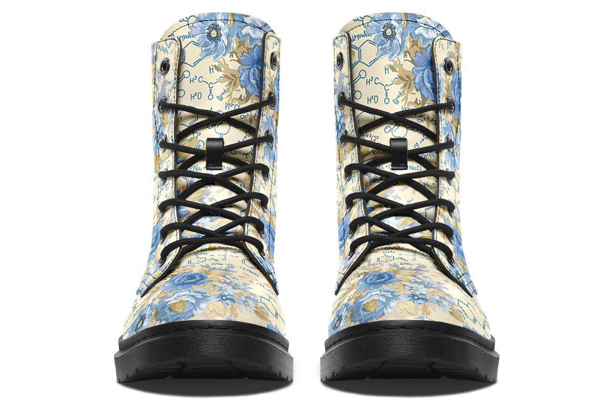 Floral Chemistry Vegan Boots - Custom Printed, Handcrafted