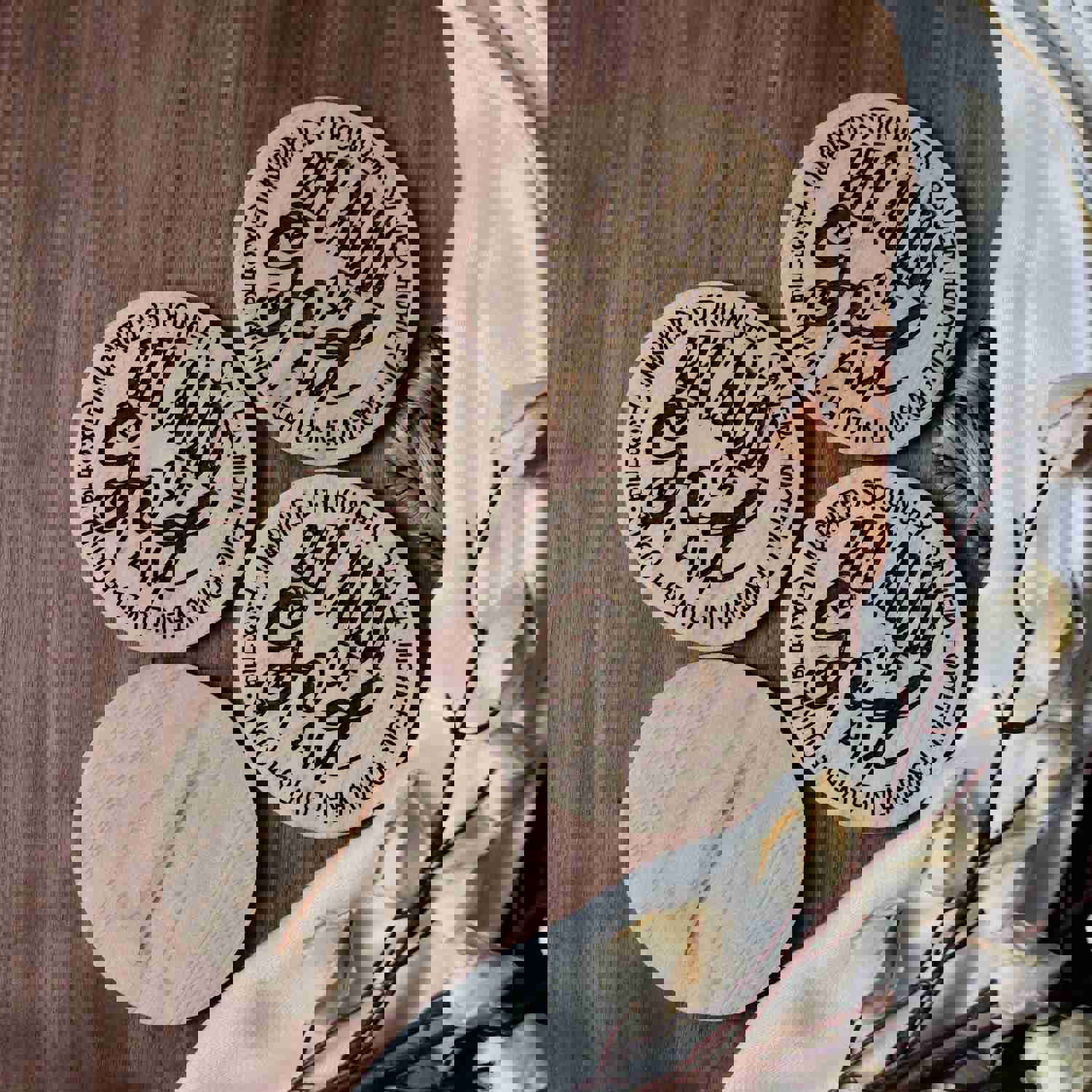 Inspirational Religious Coaster Set - Handcrafted Maple Wood Coasters for Home Decor