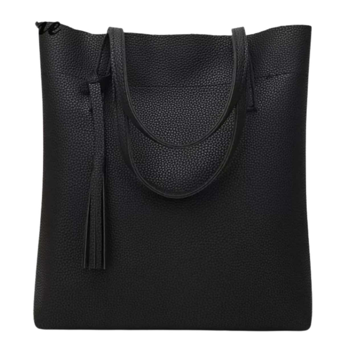 Tassel Shoulder Tote Handbag - Vegan Faux Leather with Retro Touch