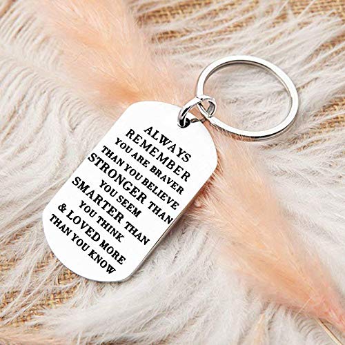 Inspirational Graduation Keychain - Braver Than You Believe Quote for Her Him