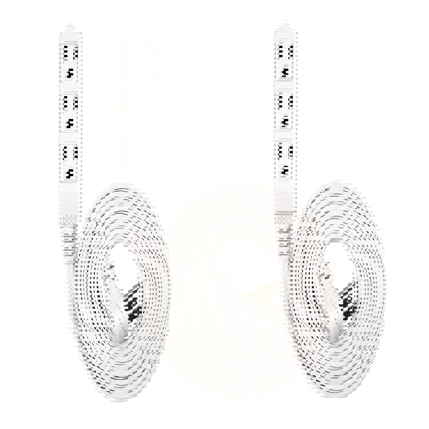 Flat Multiple Outlet Extension Cord 10 Ft for Indoor Use by Electes - UL-Listed 3-Prong Multi Extension Wire - Space-Saving Flat Angled Extension Cord - White - Acceptable