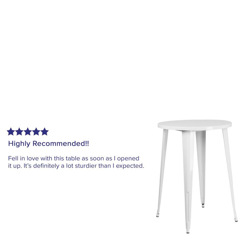 CH-51090-40 Flash Furniture Philip Commercial Grade 30" Round White Metal Indoor-Outdoor Bar Height Table