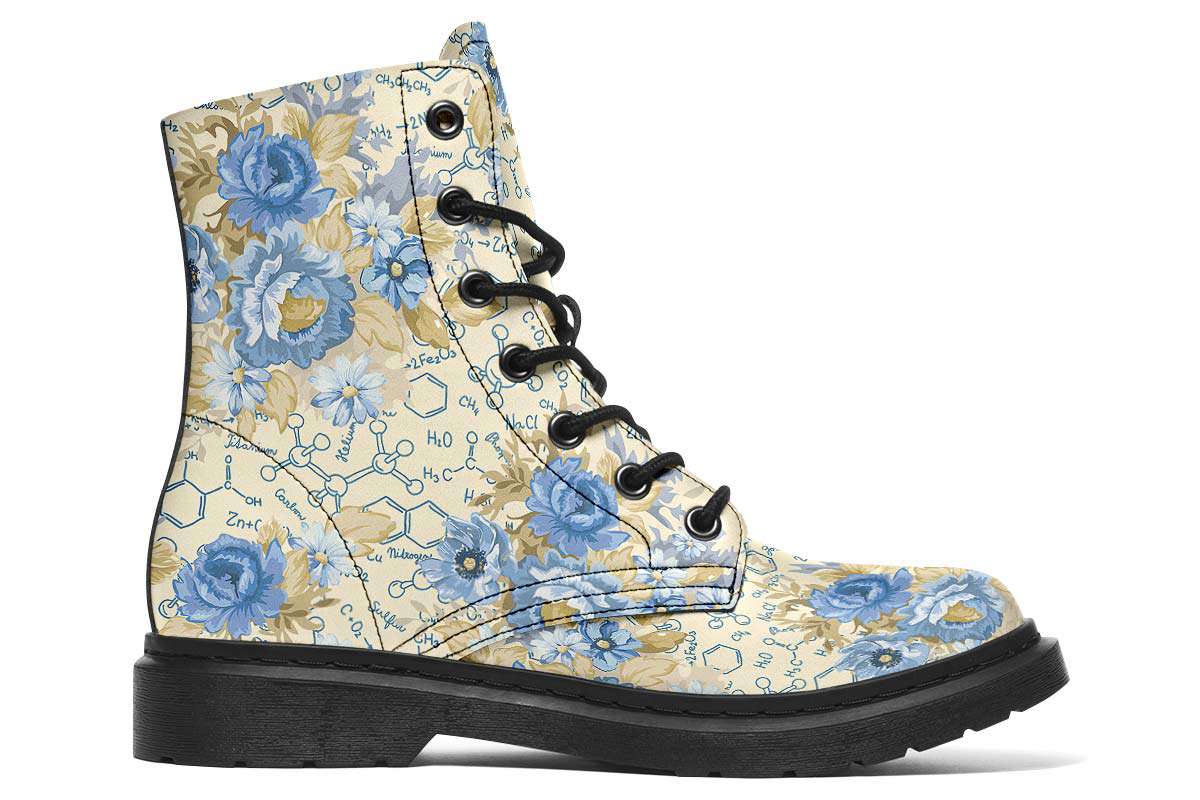 Floral Chemistry Vegan Boots - Custom Printed, Handcrafted