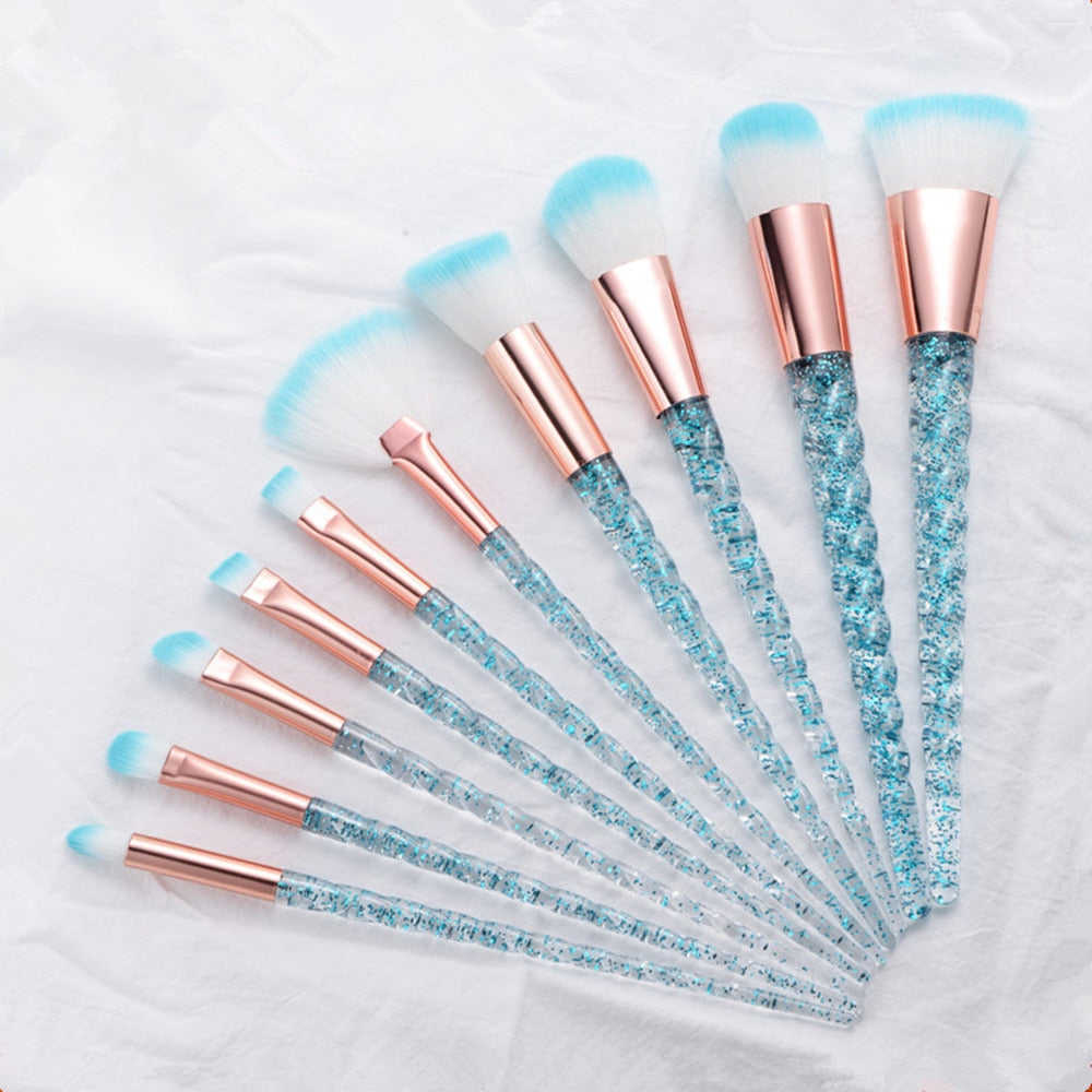 10pcs Unicorn Makeup Brushes Set for Foundation, Powder, Blush, and Eyeshadow