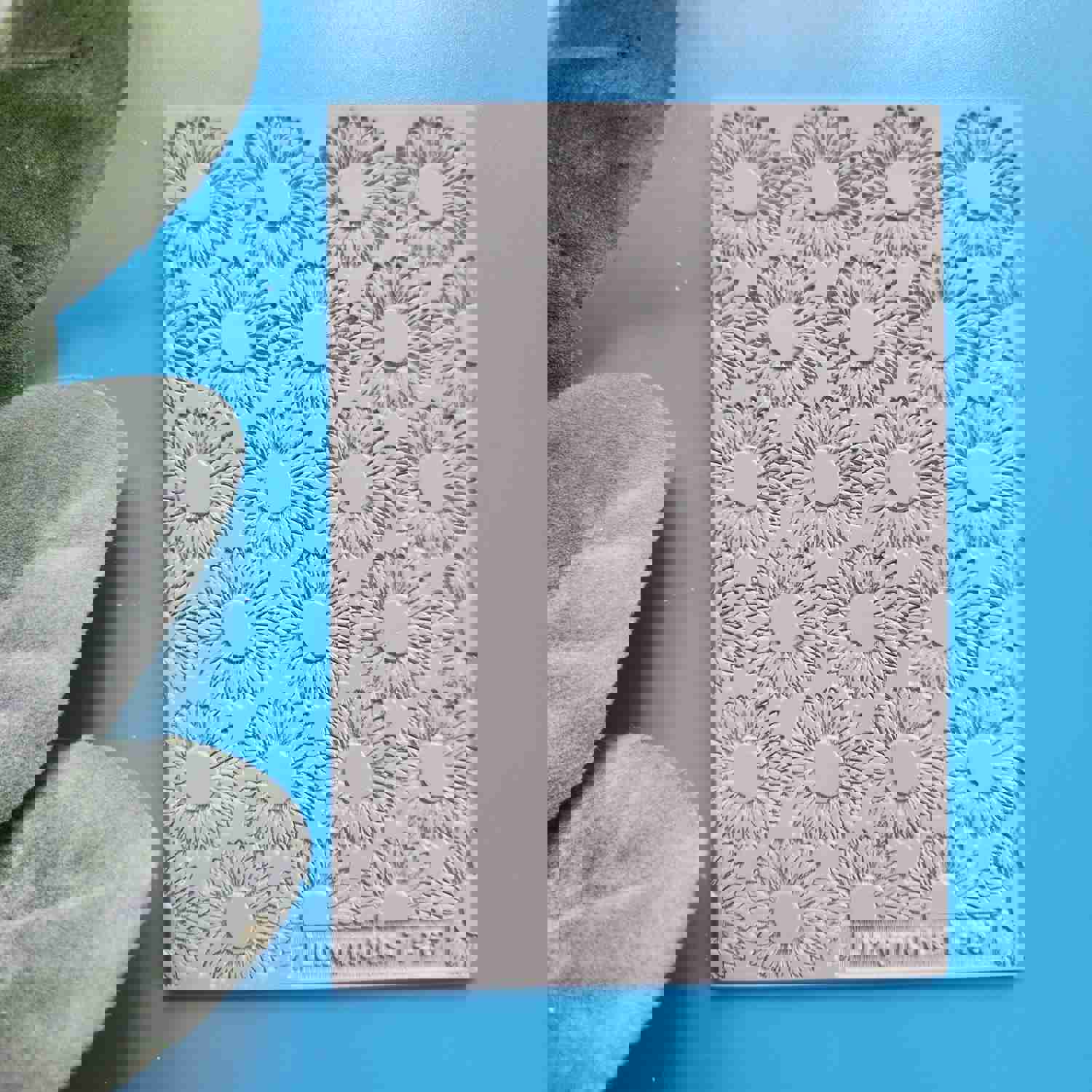 Polymer Clay Texture Tile with Flower Design - T-267