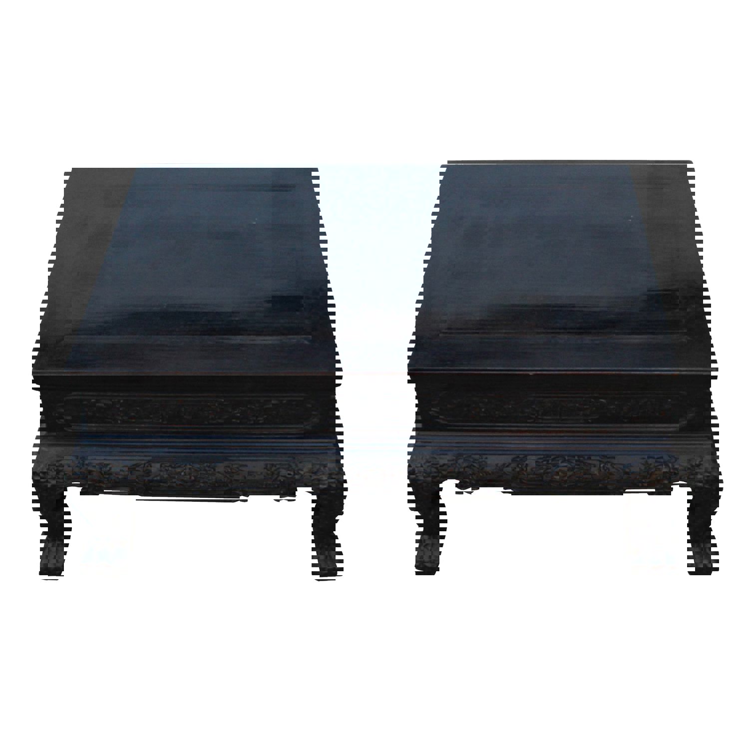 Handmade Rosewood Dark Brown Dragons Carving Rectangular Display Table Stand