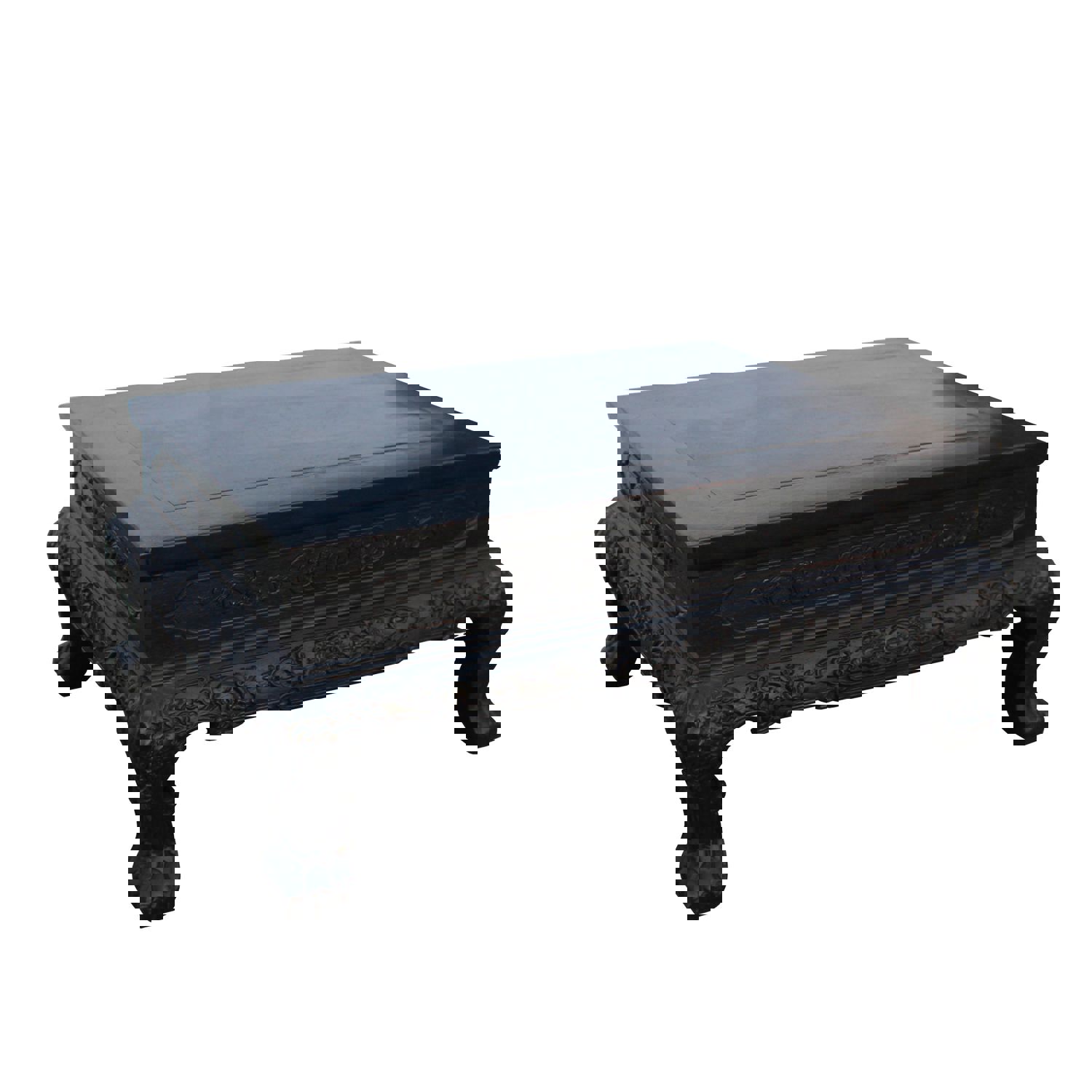 Handmade Rosewood Dark Brown Dragons Carving Rectangular Display Table Stand