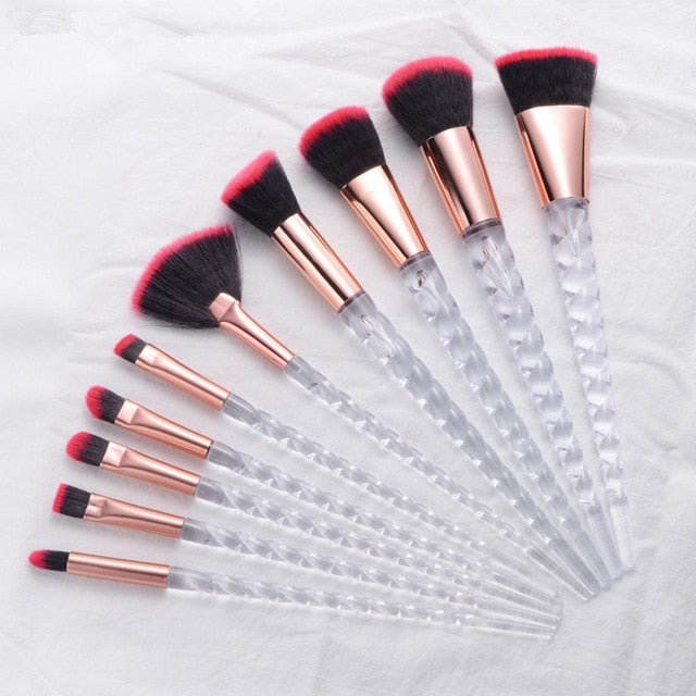 10pcs Unicorn Makeup Brushes Set for Foundation, Powder, Blush, and Eyeshadow