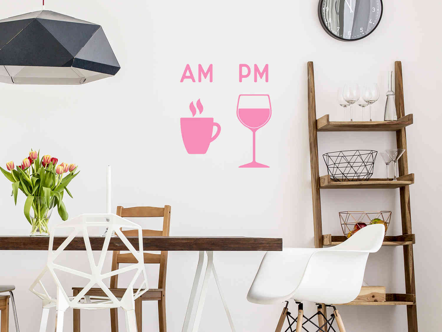 AM Morning Coffee & PM Evening Wine Kitchen Wall Decal