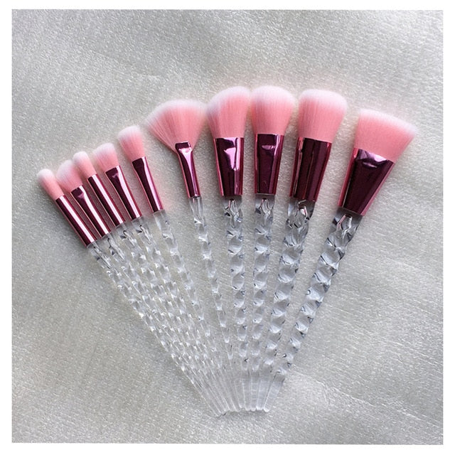 10pcs Unicorn Makeup Brushes Set for Foundation, Powder, Blush, and Eyeshadow