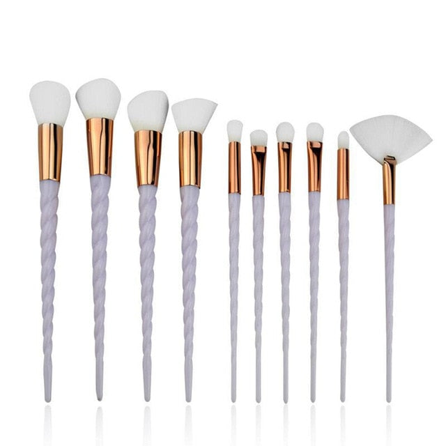 10pcs Unicorn Makeup Brushes Set for Foundation, Powder, Blush, and Eyeshadow