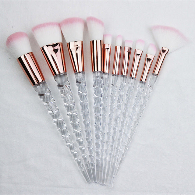 10pcs Unicorn Makeup Brushes Set for Foundation, Powder, Blush, and Eyeshadow