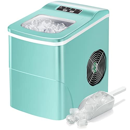 AGLUCKY Portable Countertop Ice Maker, 9 Cubes Ready in 6-8 Minutes, Compact Ice Maker Machine with Scoop and Basket