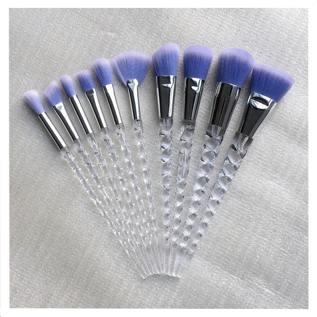 10pcs Unicorn Makeup Brushes Set for Foundation, Powder, Blush, and Eyeshadow