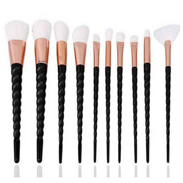 10pcs Unicorn Makeup Brushes Set for Foundation, Powder, Blush, and Eyeshadow