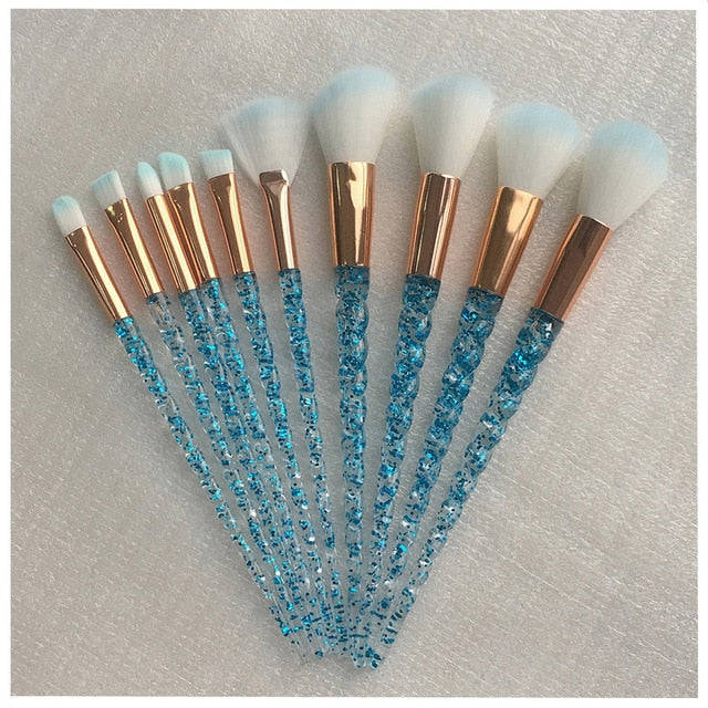 10pcs Unicorn Makeup Brushes Set for Foundation, Powder, Blush, and Eyeshadow