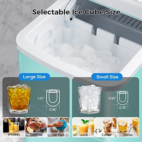 AGLUCKY Portable Countertop Ice Maker, 9 Cubes Ready in 6-8 Minutes, Compact Ice Maker Machine with Scoop and Basket
