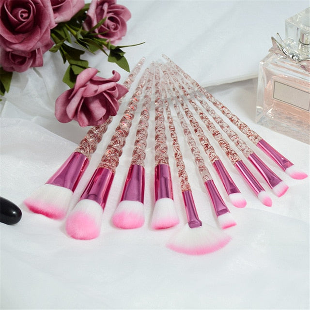 10pcs Unicorn Makeup Brushes Set for Foundation, Powder, Blush, and Eyeshadow