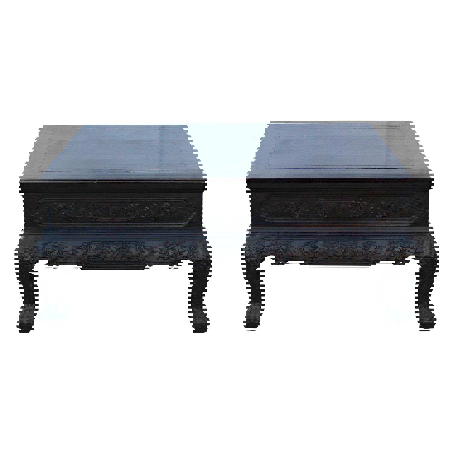 Handmade Rosewood Dark Brown Dragons Carving Rectangular Display Table Stand