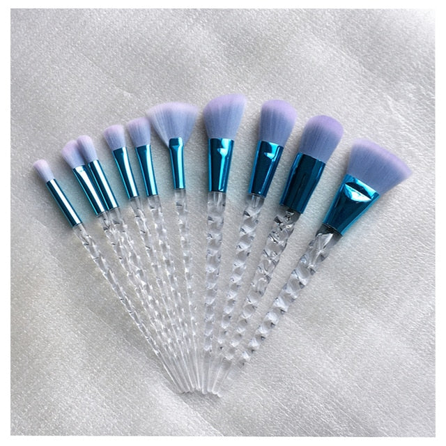 10pcs Unicorn Makeup Brushes Set for Foundation, Powder, Blush, and Eyeshadow