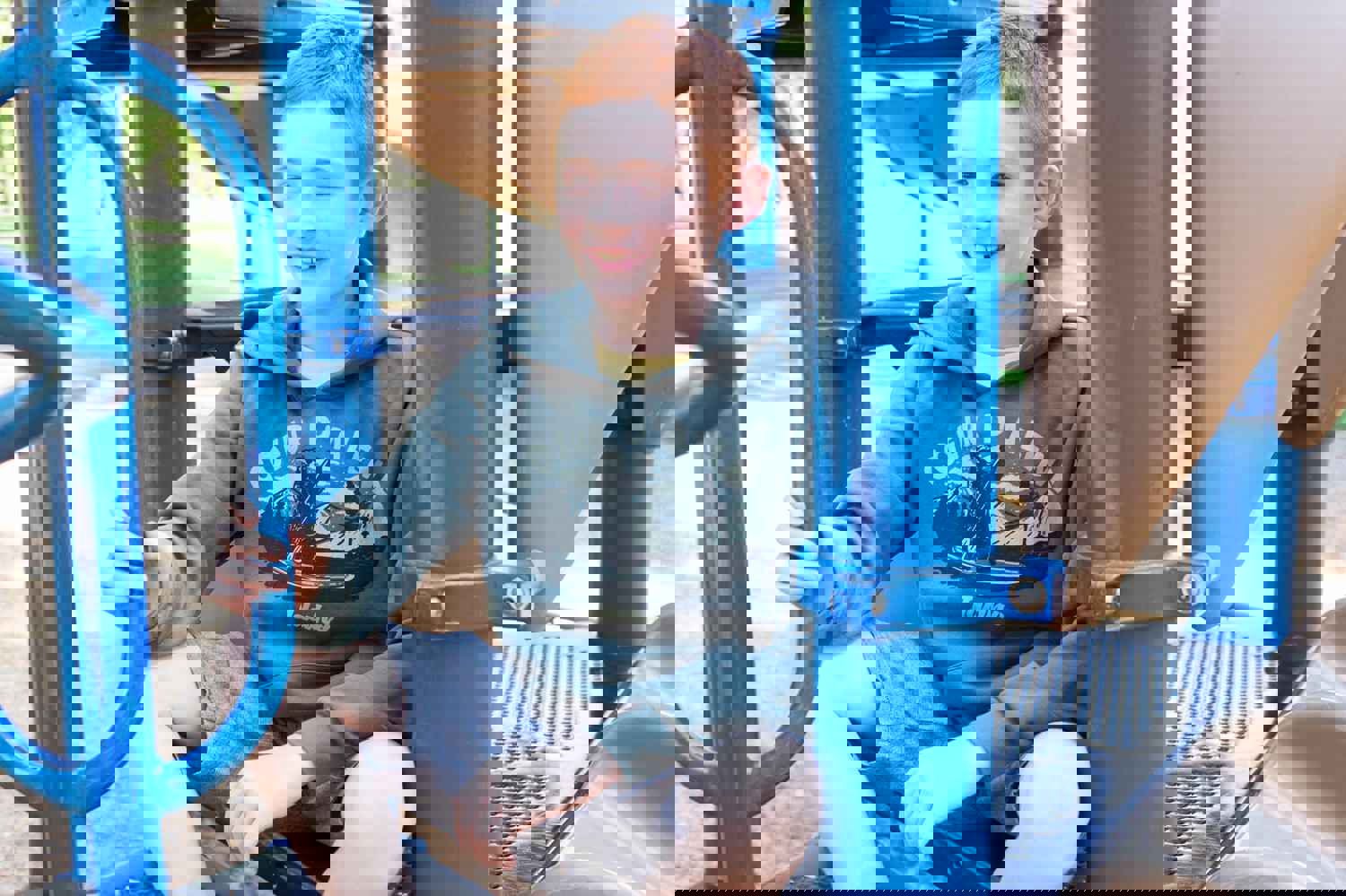 Paddleboard Bear Military Green Kids Pullover Hoodie