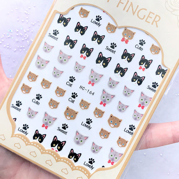 Small Cat Head Stickers for Nail Art and Resin Crafts