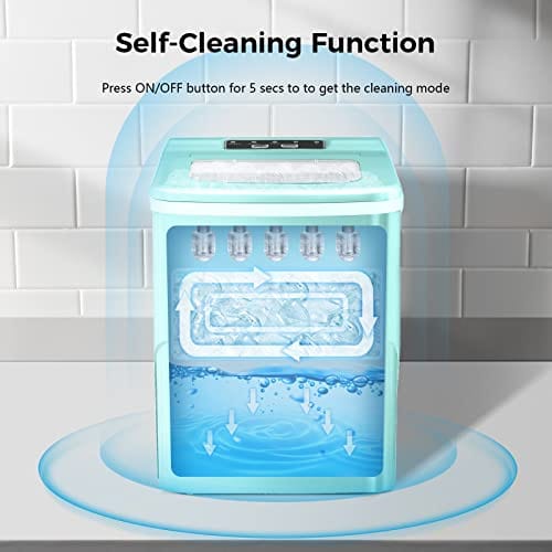 AGLUCKY Portable Countertop Ice Maker, 9 Cubes Ready in 6-8 Minutes, Compact Ice Maker Machine with Scoop and Basket