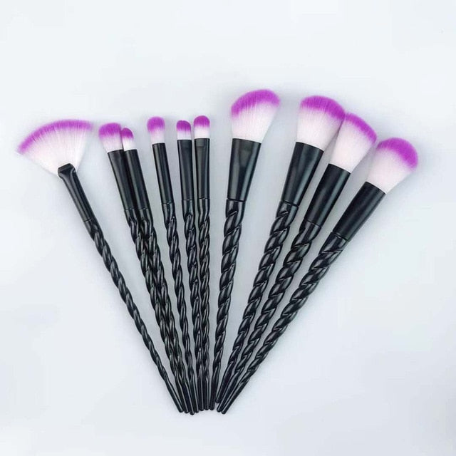 10pcs Unicorn Makeup Brushes Set for Foundation, Powder, Blush, and Eyeshadow
