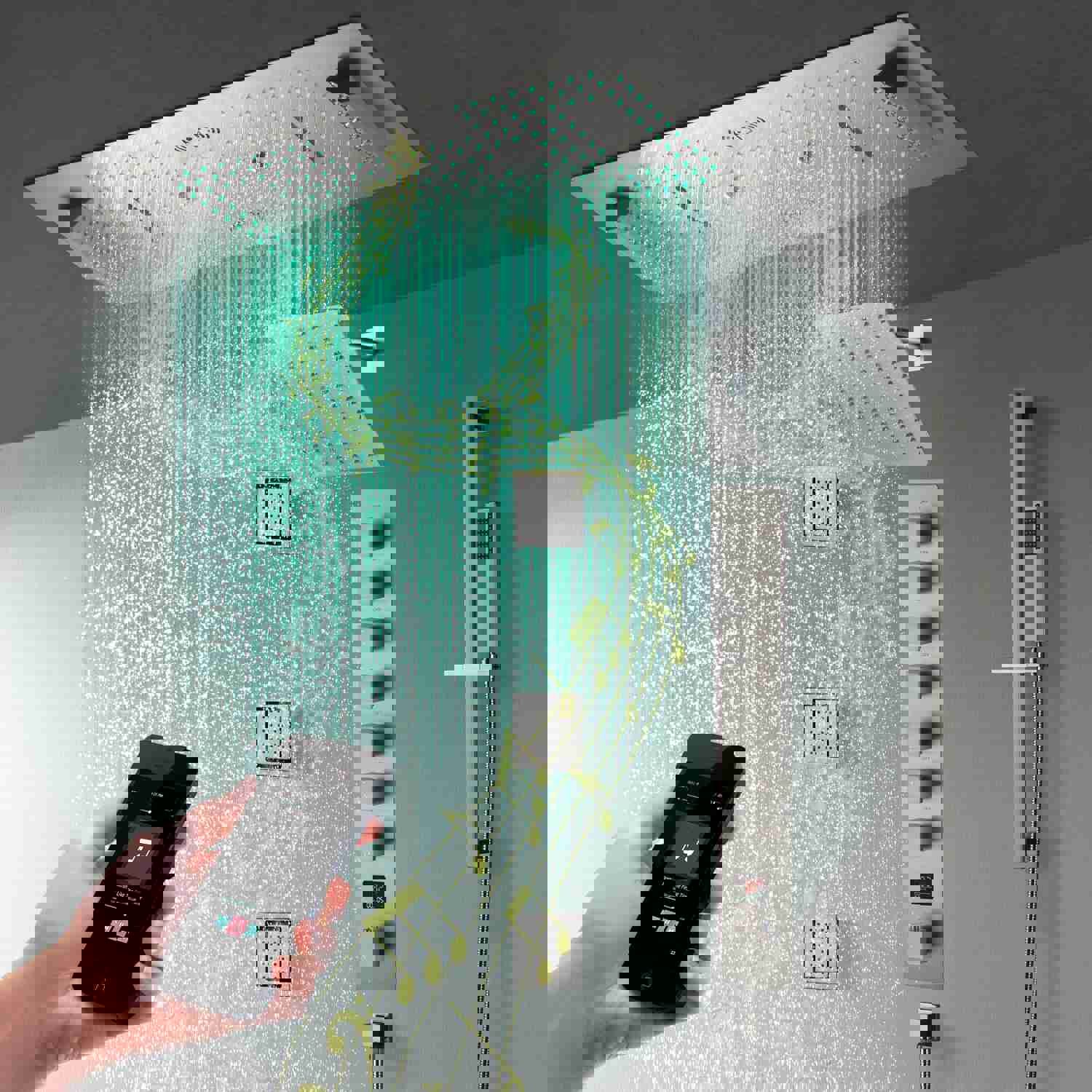 SAFARI 36X16 Luxury LED Music Shower System with Digital Display Thermostatic Valve