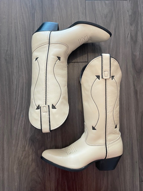 Vintage Cream with Black Arrow Cowboy Boots
