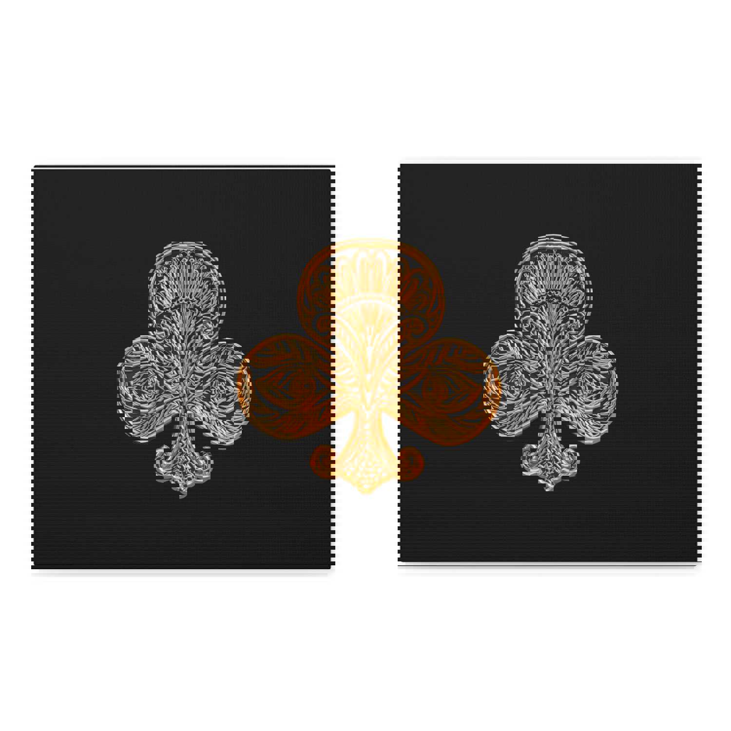 3D Gold Clubs Playing Card Canvas Wall Art for Home Decor