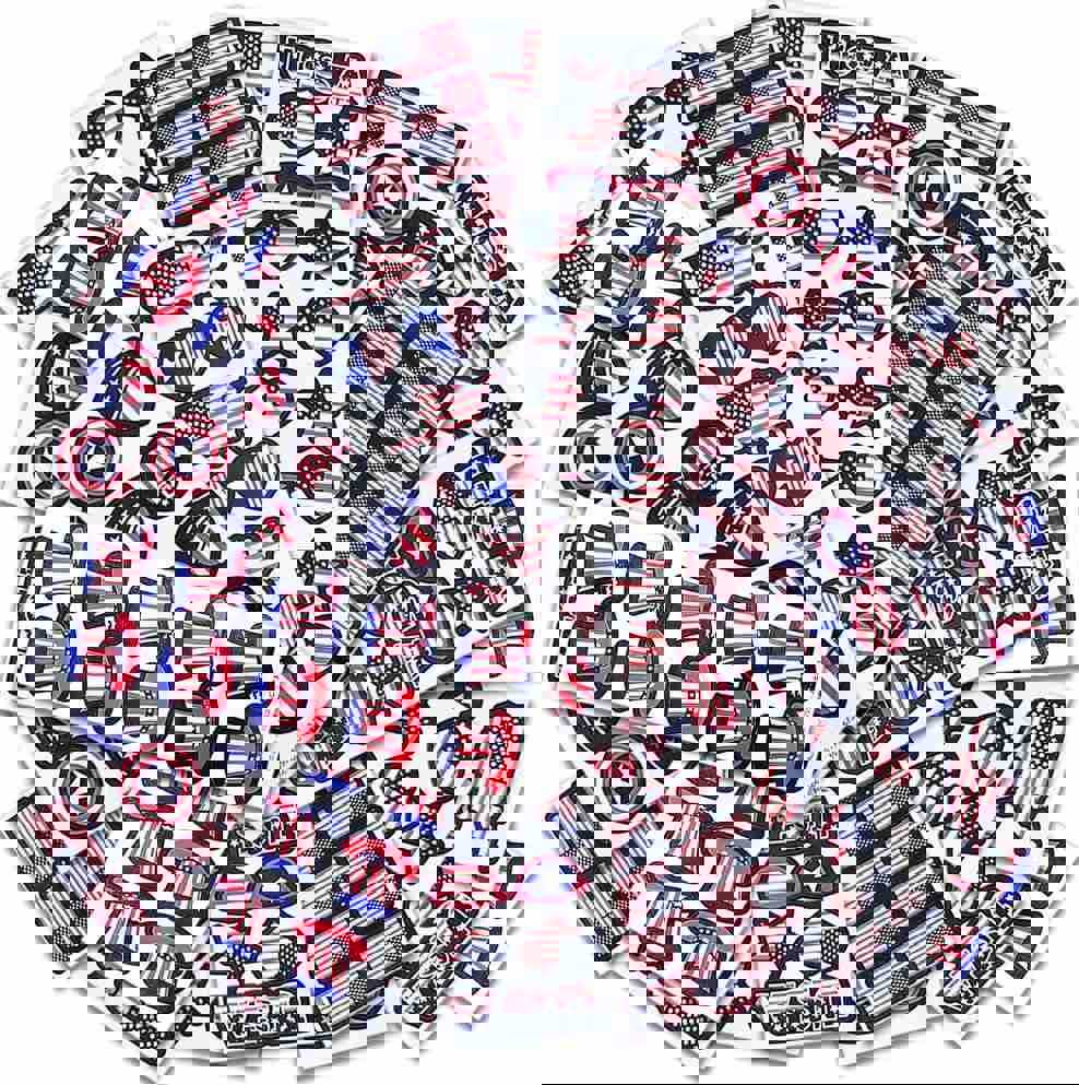 Assorted USA Patriotic Stickers, 100 Sheets with Over 1,000 Stickers of US American Flag, Map and Stars