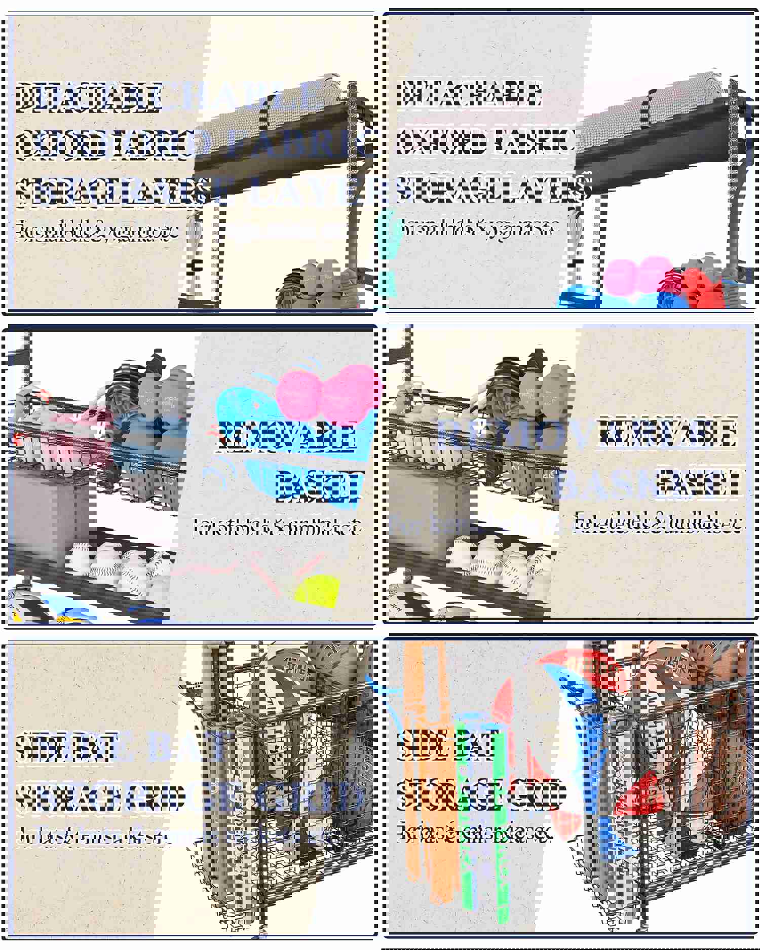 Mythinglogic Sports Equipment Garage Organizer with Wheels for Indoor/Outdoor Use