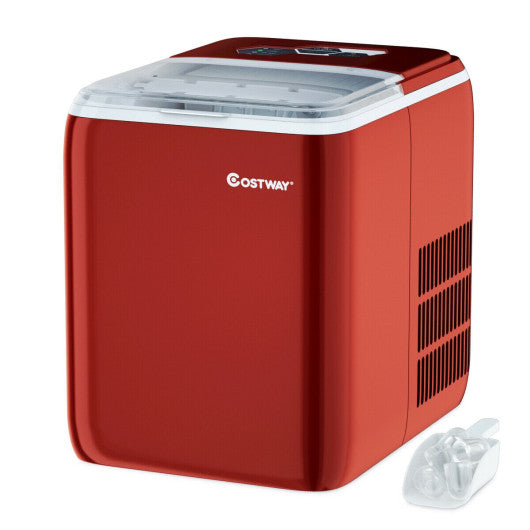 44 lbs Portable Countertop Ice Maker Machine with Scoop - Red