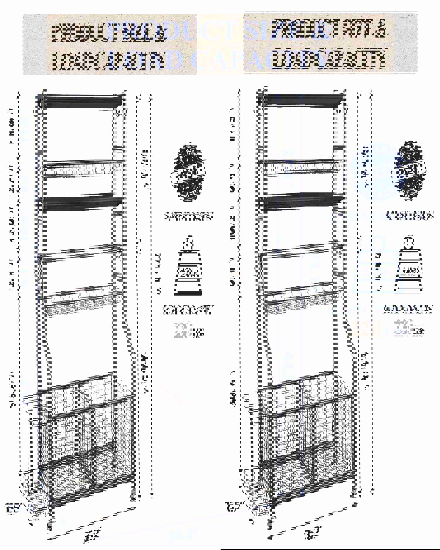 Mythinglogic Sports Equipment Garage Organizer with Wheels for Indoor/Outdoor Use