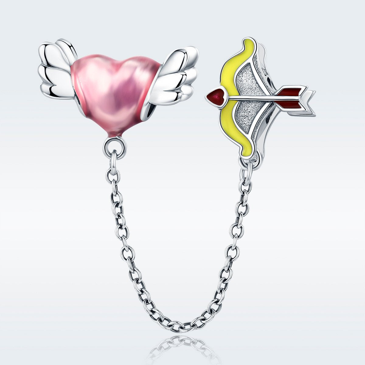 Sterling 925 Silver Angel Love Secure Chain Bead Pendant for Pandora & European Charm Bracelets