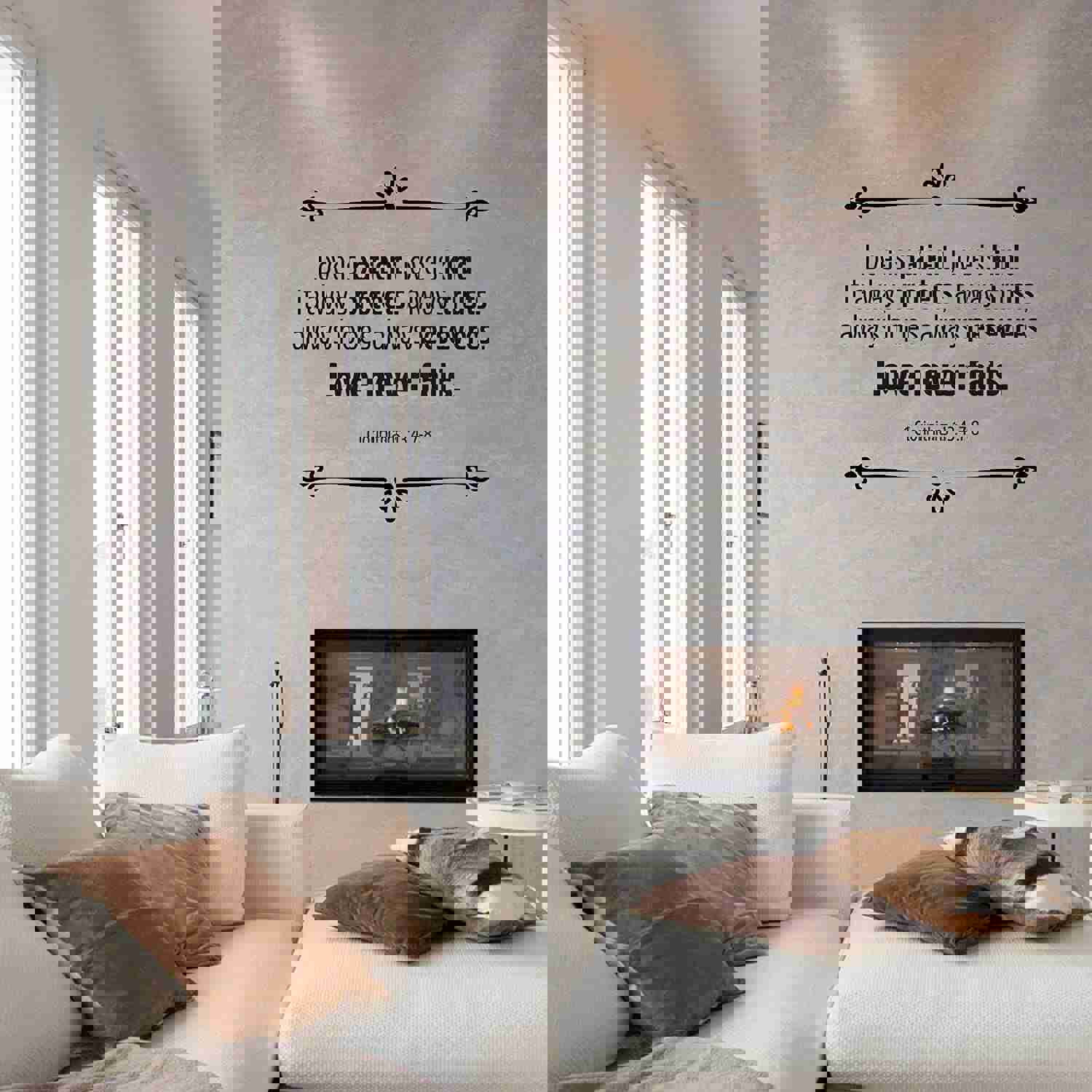 Religious Quotes Vinyl Wall Sticker - Love Never Fails Bible Verse Decal