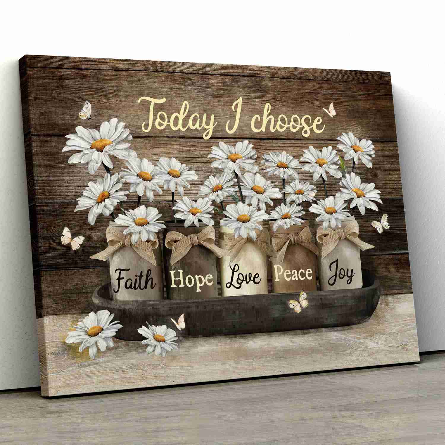 Faith, Hope, Love, Peace, Joy - Jesus Landscape Canvas Print Wall Art