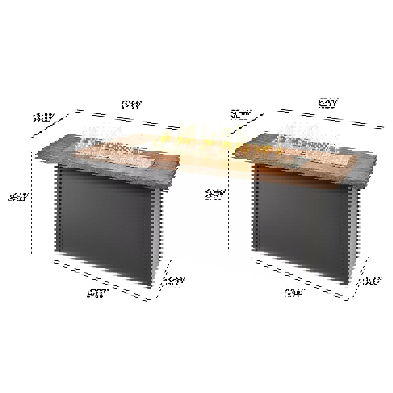 Havenwood Linear Gas Fire Pit Table 62