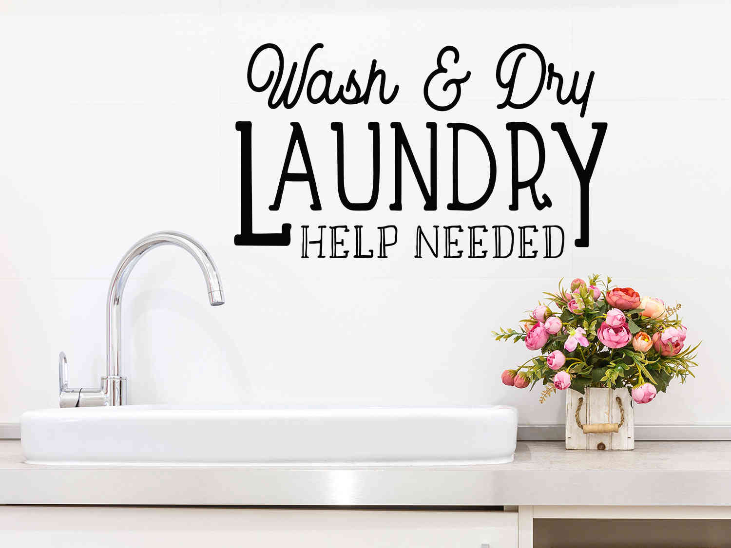 Wash And Dry Laundry Wall Decal | Easy-to-Apply Vinyl Sticker