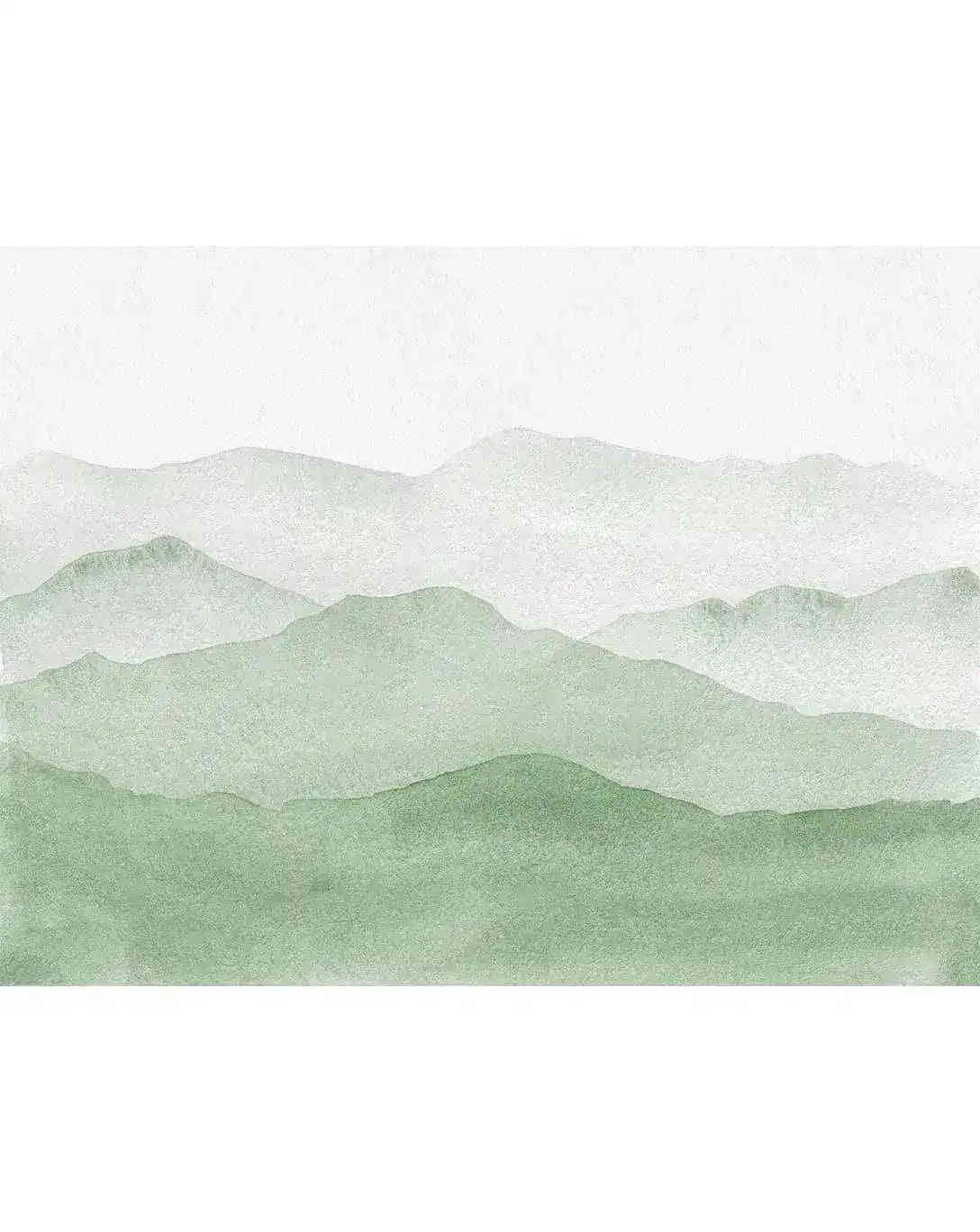 Watercolor Green Abstract Mountains Mural Wall Decal